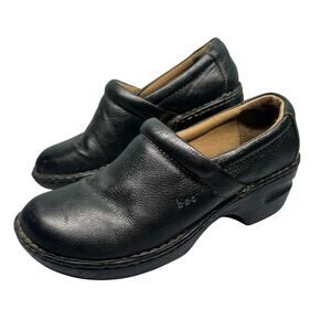 Born BOC Concept Clogs Womens Black Leather Slip On Size 8.5 (40) Comfort Shoes